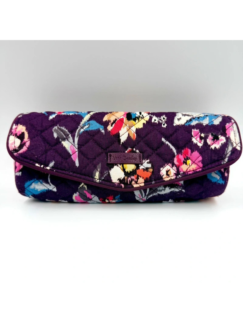 Vera Bradley Quilted Hanging Brush & Cosmetics Case Purple Floral